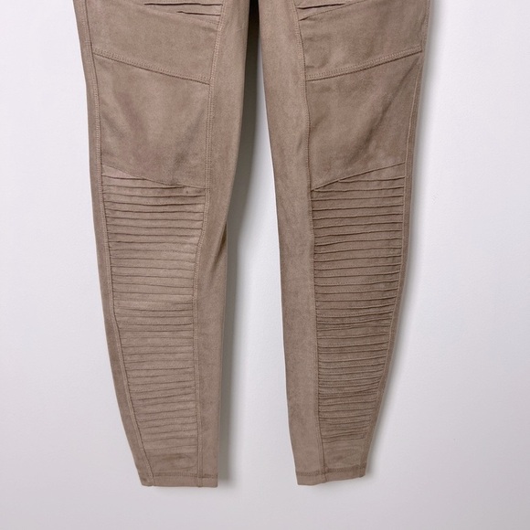 Bagatelle Collection Mushroom Faux Suede Moto Ribbed Stylish Comfy Leggings S - Picture 5 of 7